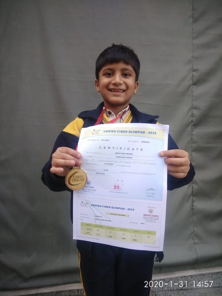 Aarth Mani Mishra – Gold Medal Cyber Olympiad (UCO) 2019